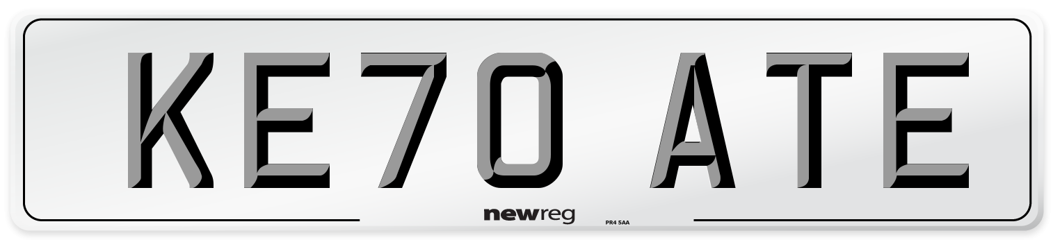 KE70 ATE Number Plate from New Reg